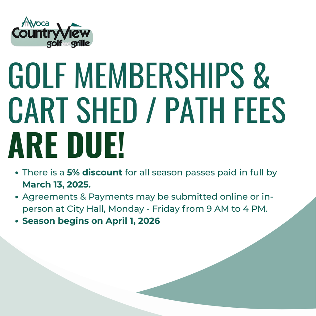 golf memberships and cart shed / path fees are due