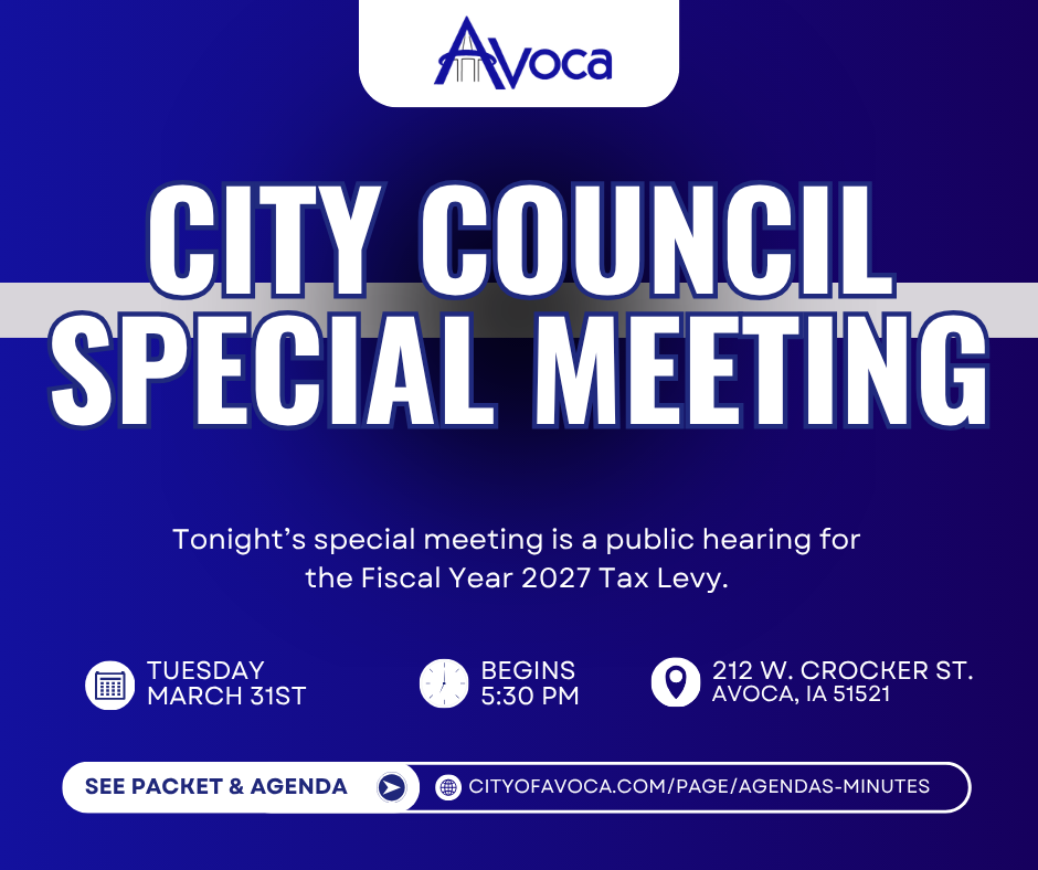 City Council Special Meeting March 31st