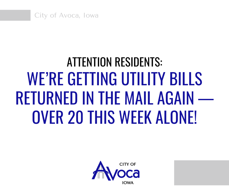 attention residents: We’re getting utility bills returned in the mail again — over 20 this week alone!