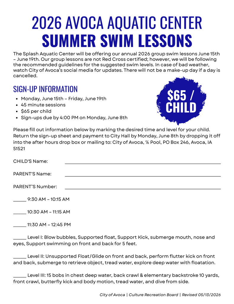 2026 Swim Lessons