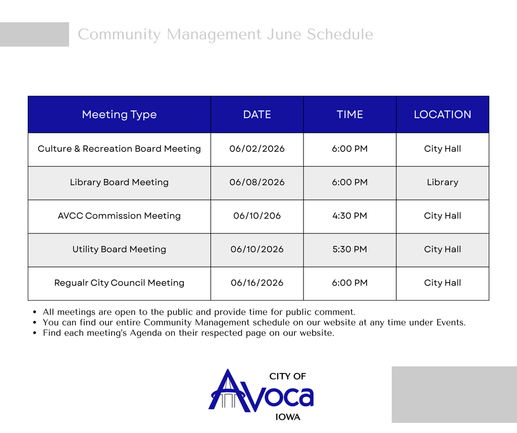 Community Management June Schedule