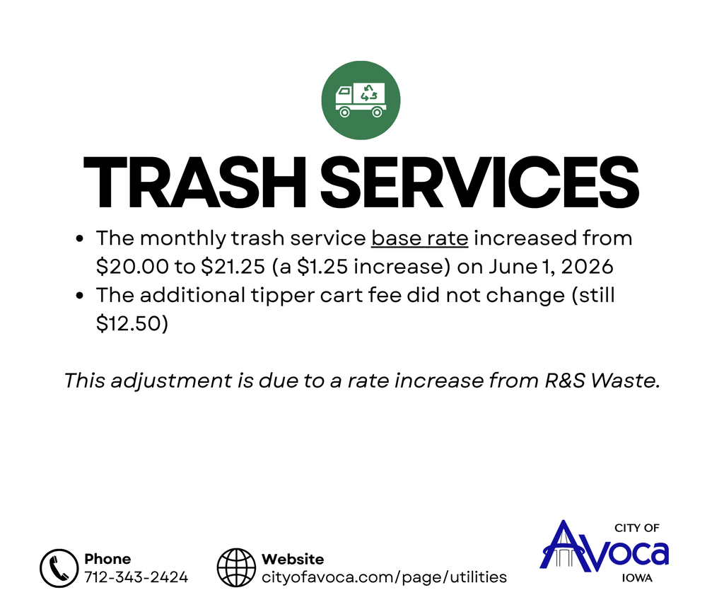 Trash rate increase june 1, 2026