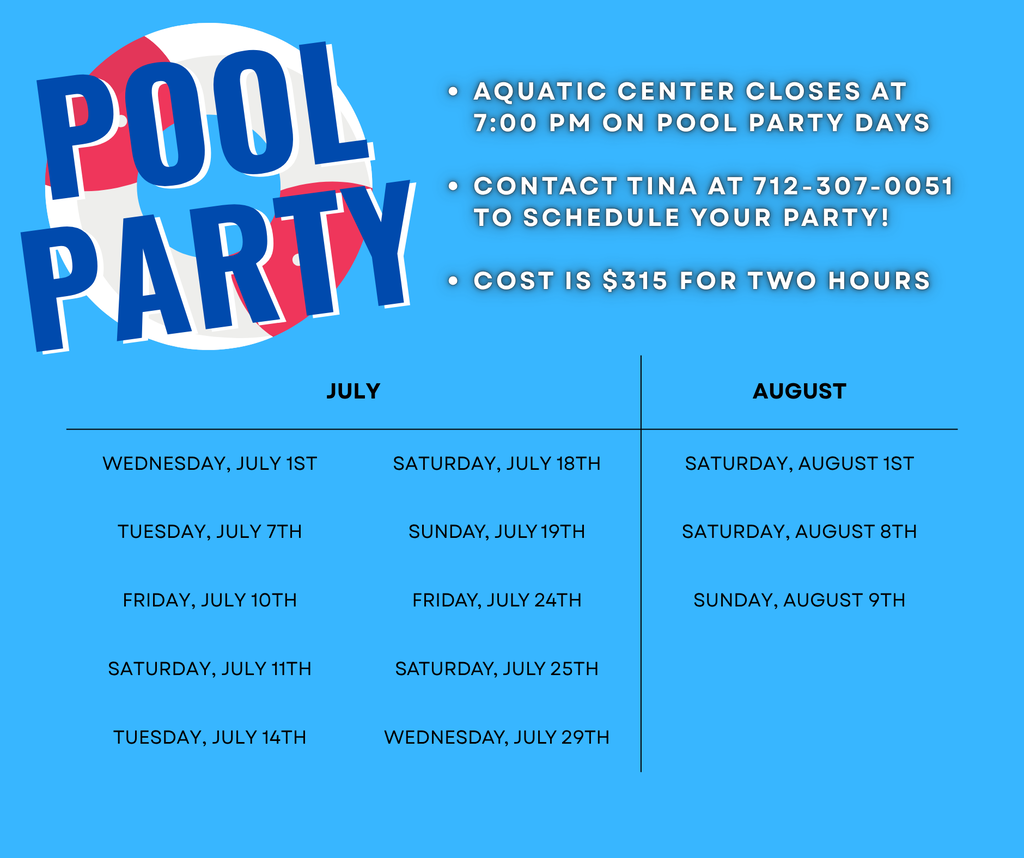 Pool Party Schedule