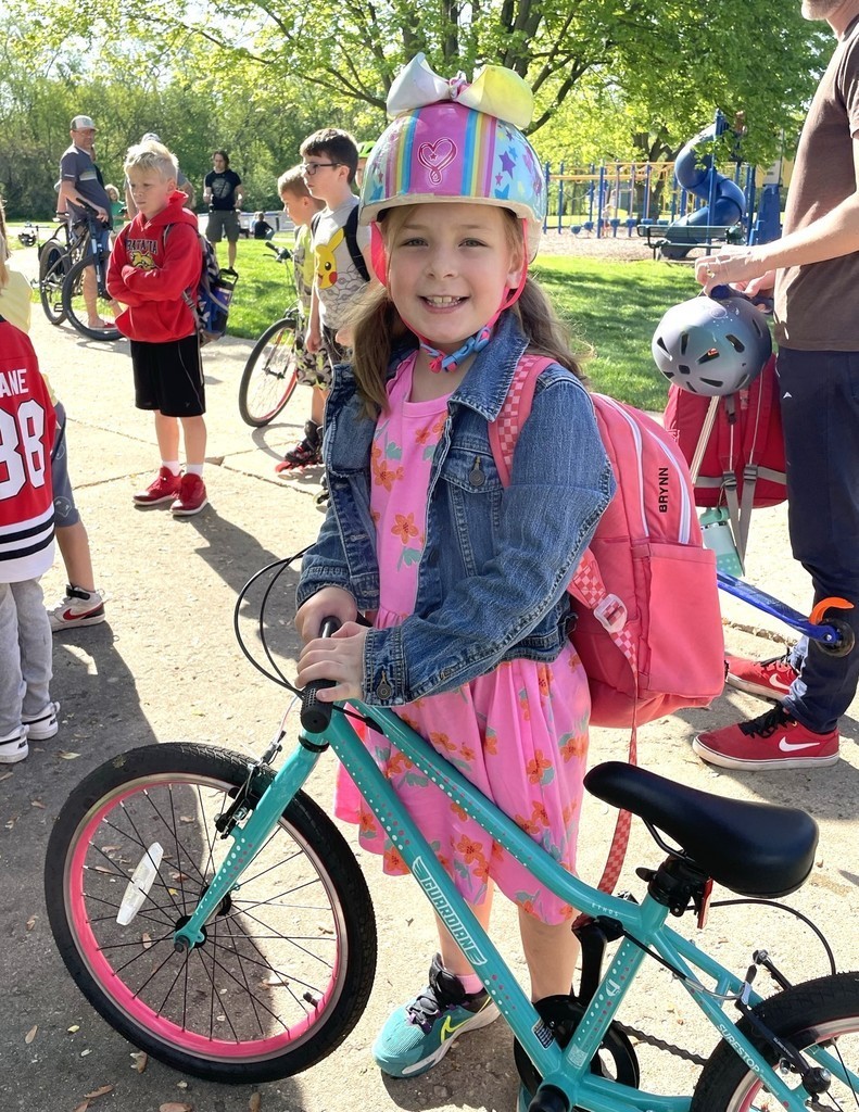 Student next to her bicycle