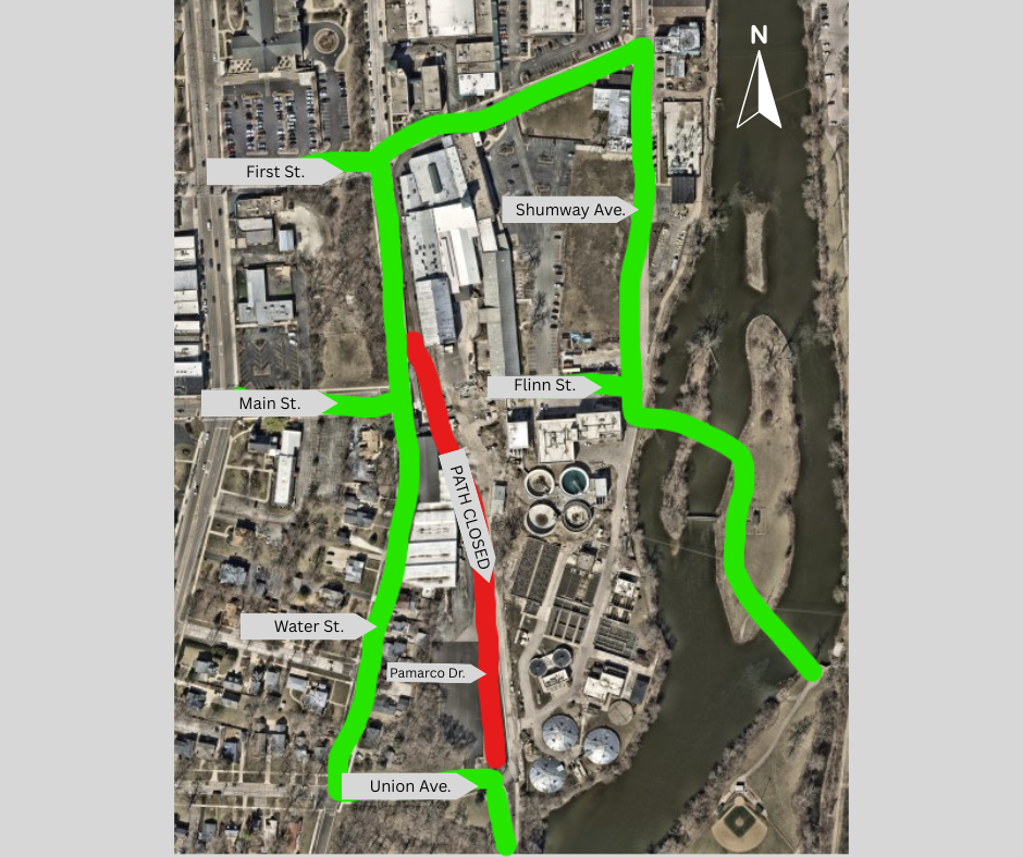 map of bike path detour
