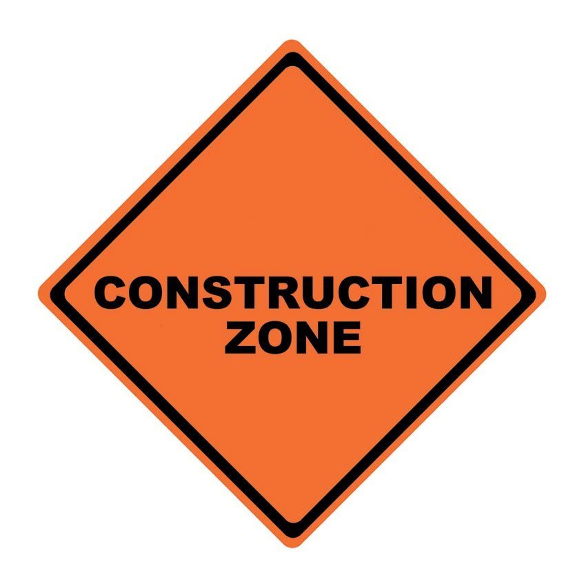 orange construction zone sign