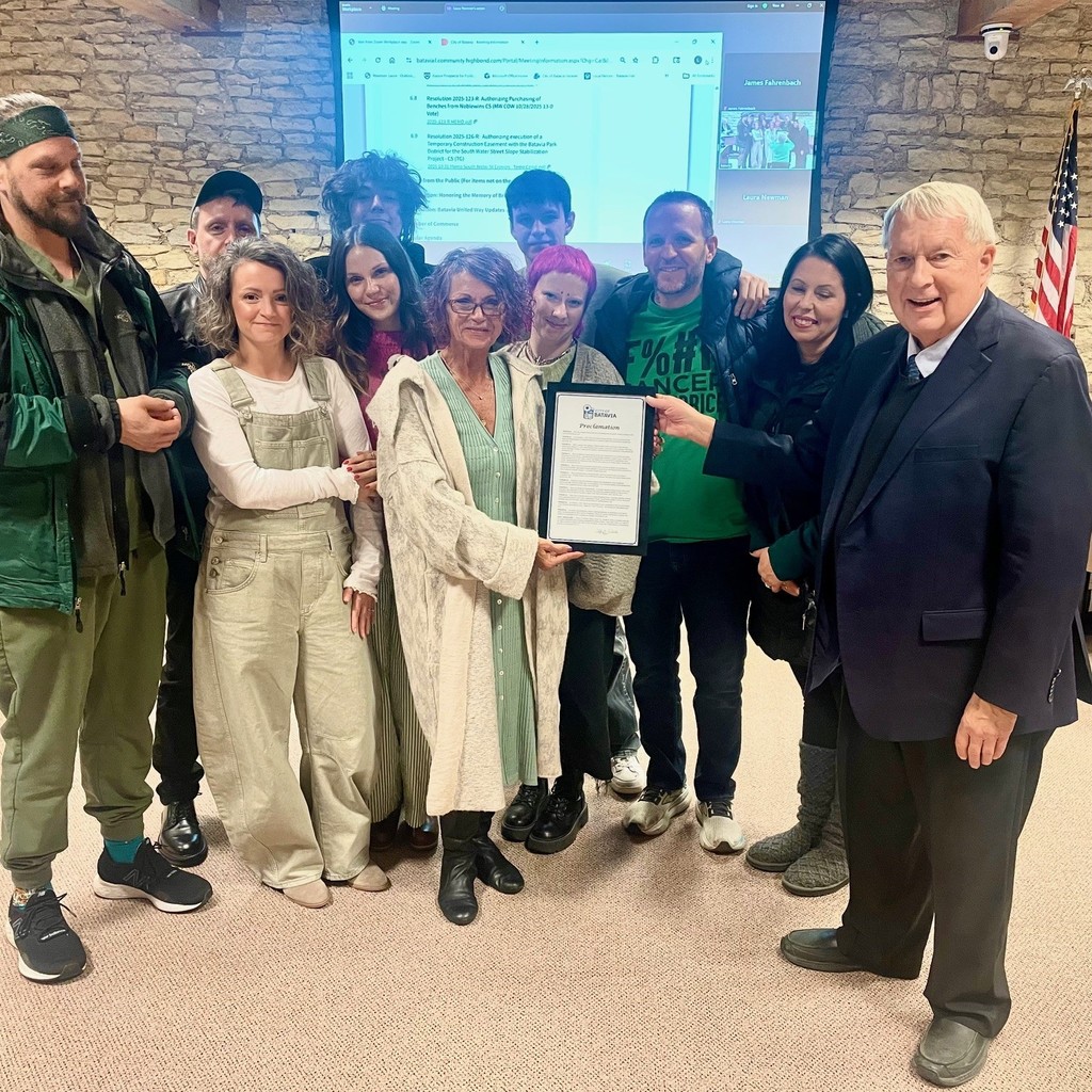 Batavia Mayor Jeff Shielke and the Brice Worley Family