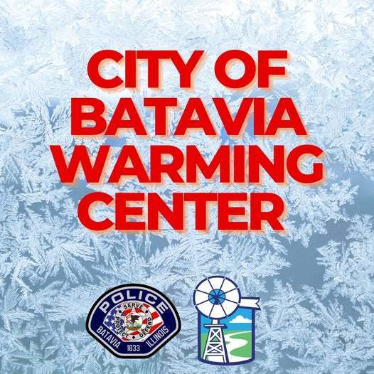 city of batavia warming center with city logos