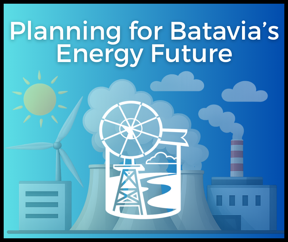 Planning for Batavia's Energy Future with city logo and images of energy