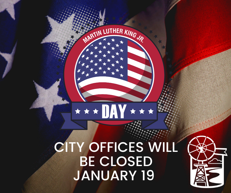 MLK Day Office Closure graphic with US Flag