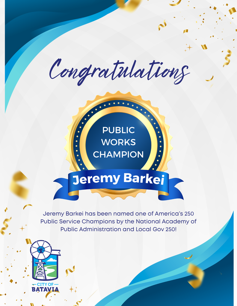 Congratulations to Jeremy Barkei of Batavia Public Works