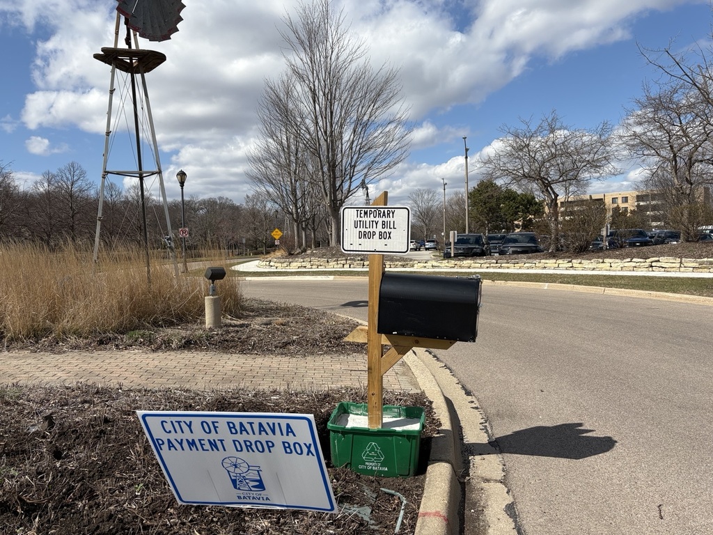 mail box for utility bill drop off outside city hall