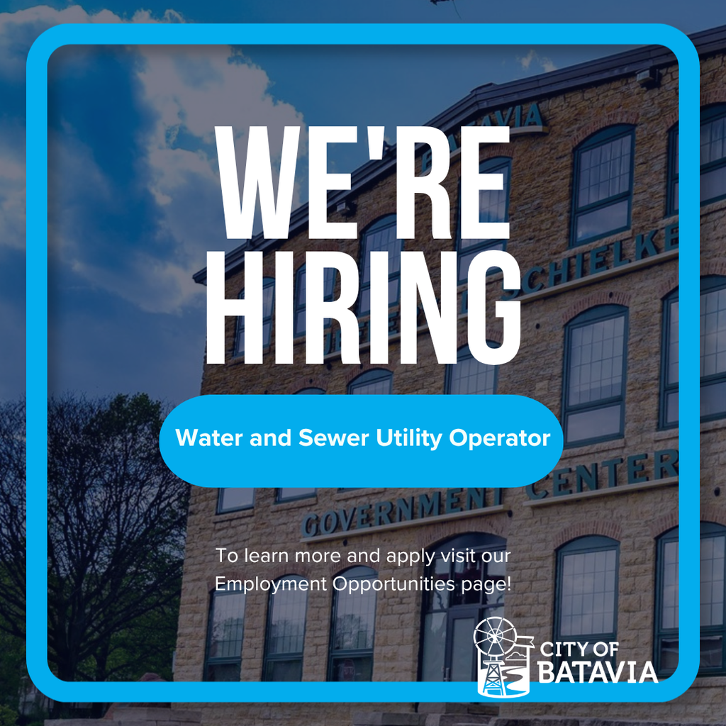 We're hiring a water and sewer utility operator. To learn more and apply visit our employment opportunities page.