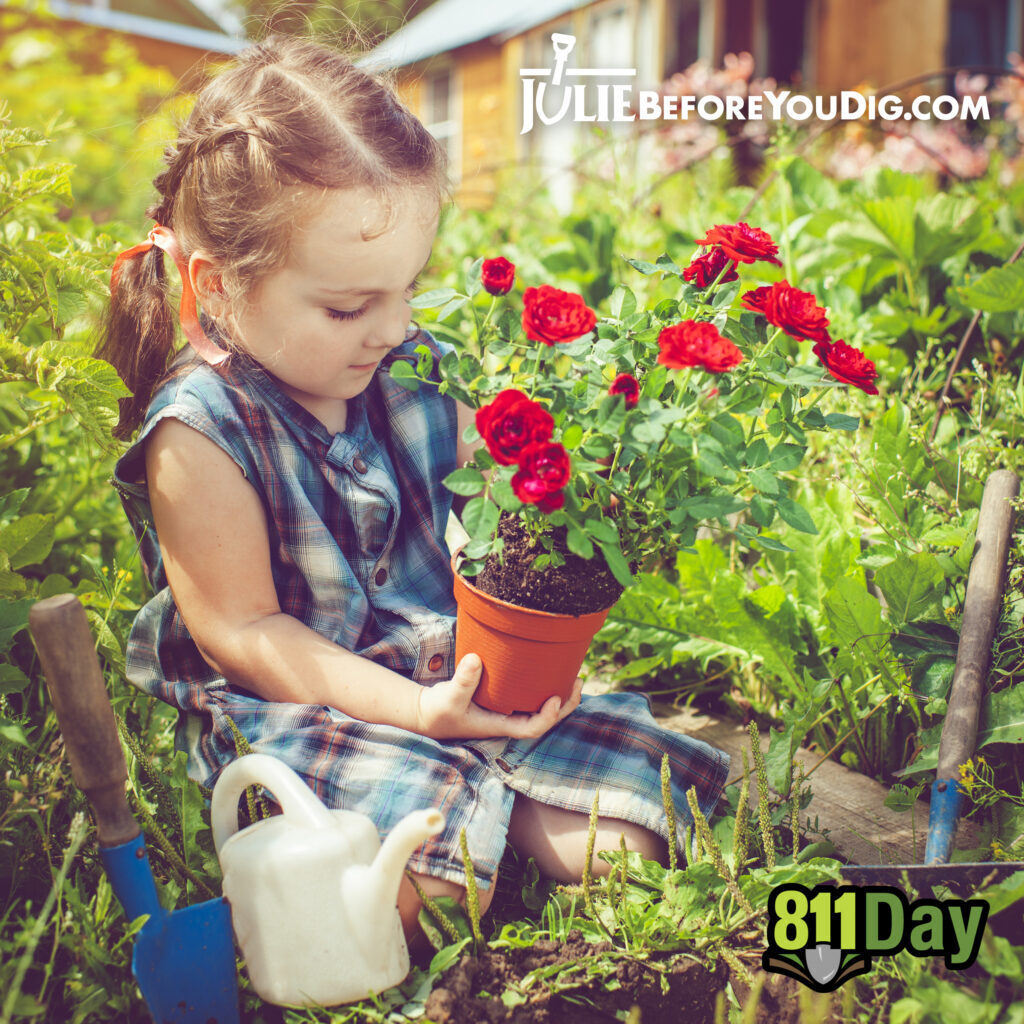 girl with potted flower and 811 Day