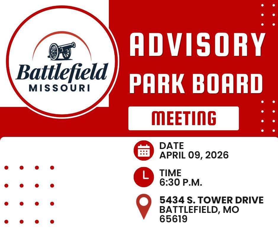 A notice about the Advisory Park Board meeting on April 9, 2026