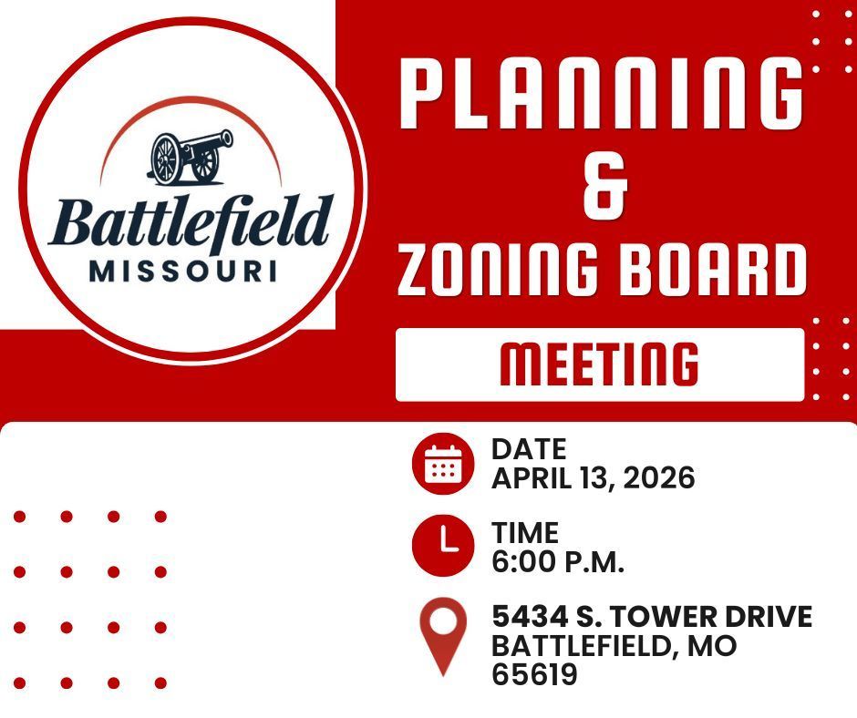 A photo announcing a Planning & Zoning Board Meeting on April 13th at 6:00 p.m.