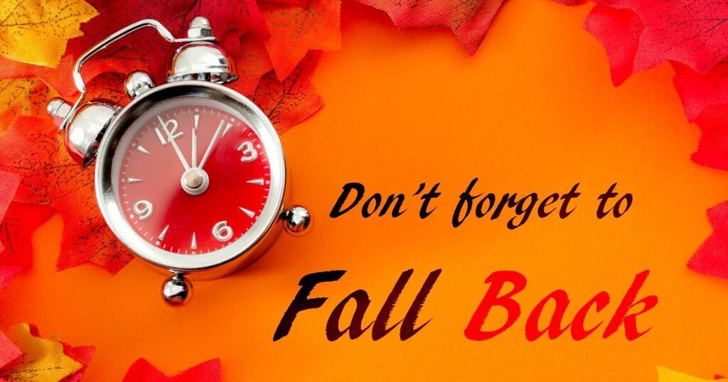 An alarm clock with fall leaves reminded us to fall back on November 1.