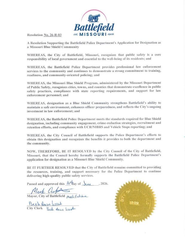 A proclamation for designation as a Missouri Blue Shield Community