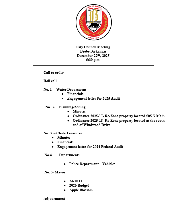12-22-25 Council Meeting Agenda