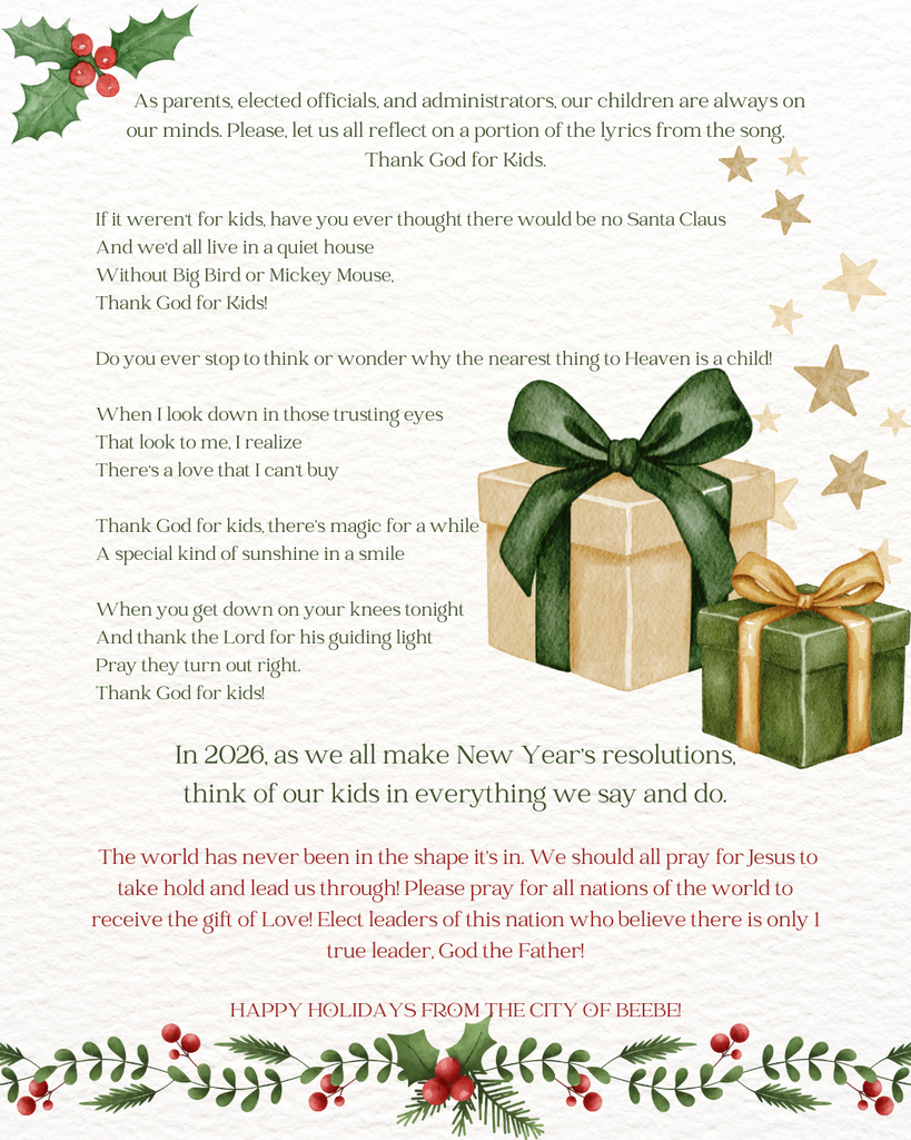 A two page Christmas Letter from the Mayor