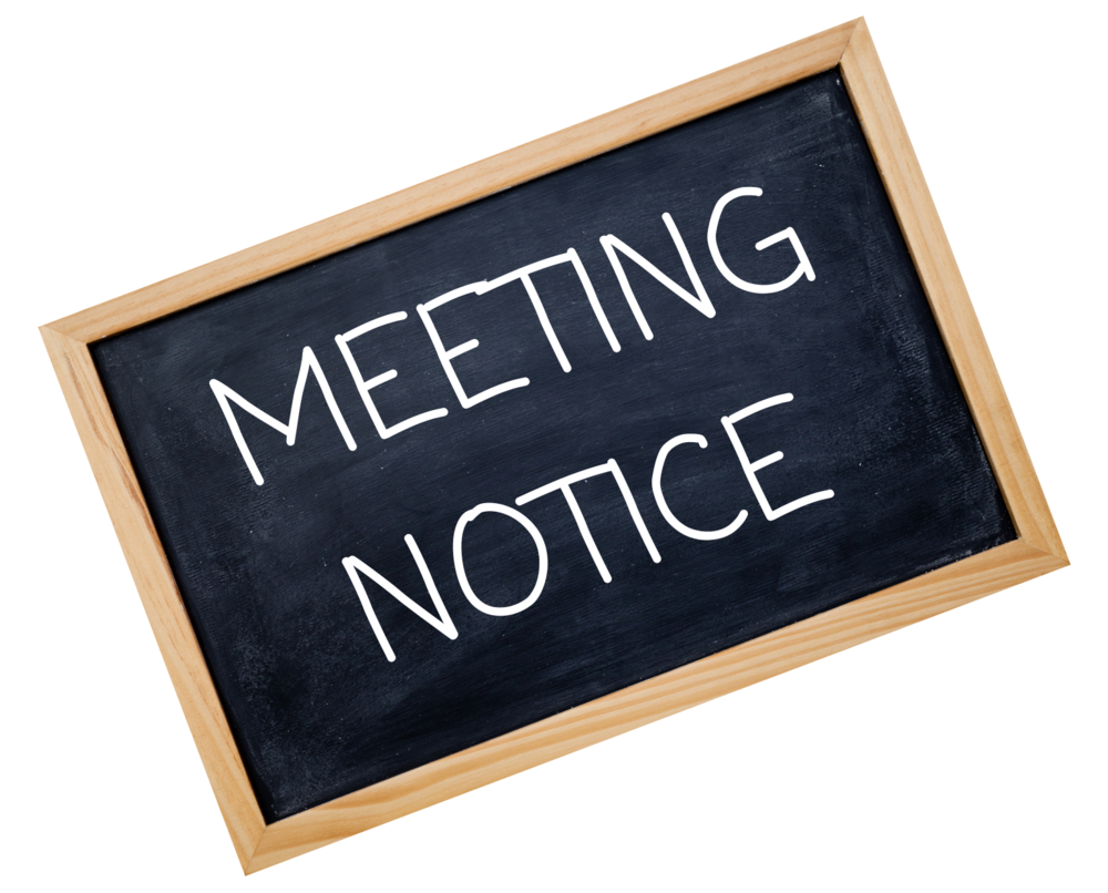 Chalkboard with "Meeting Notice" text, below details the Logan County Mayors Association meeting on Jan 21, 2026, at 6:30 p.m. in Rushsylvania, Ohio.