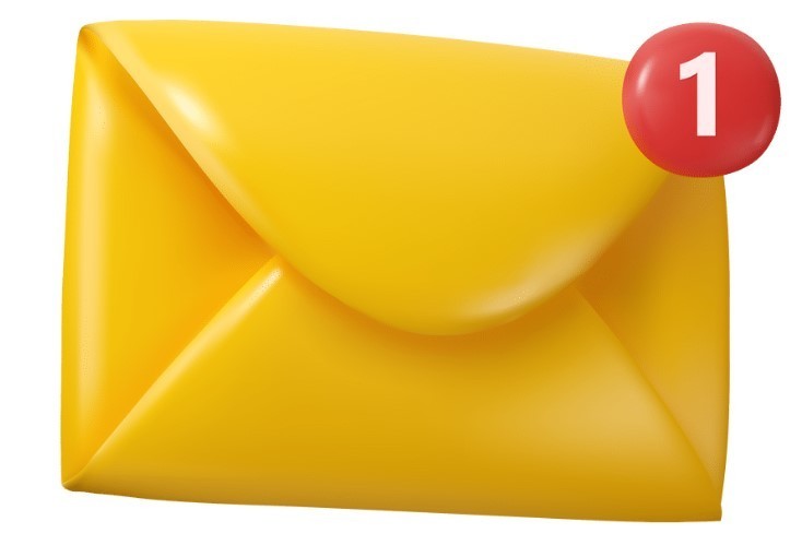 Yellow Envelope with a Red Circle with a number 1.