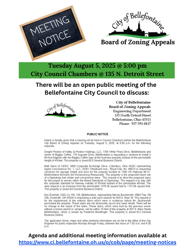 Notice of Public Meeting for BZA Flyer