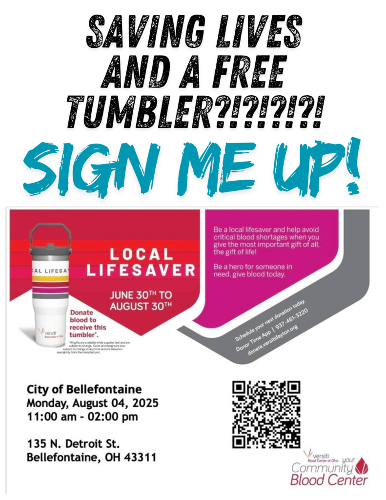 Blood Drive Flyer for August 2025