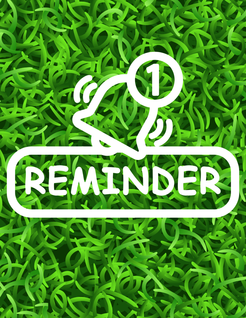 Reminder graphic of a bell like notification on a grass background