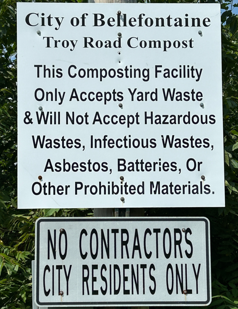 City of Bellefontaine Troy Road Compost Site Sign