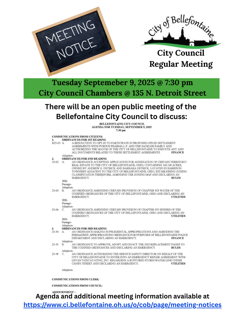 City Council Meeting September 9, 2025 Meeting Notice Flyer