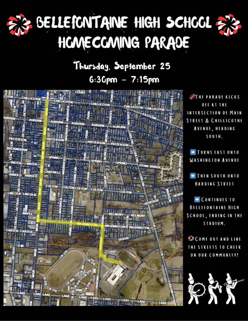 City of Bellefontaine Homecoming Parade Flyer.