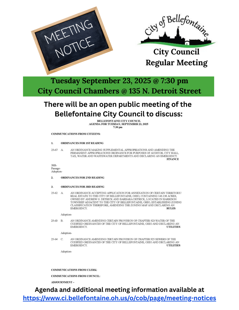 City Council Meeting September 23, 2025 Meeting Notice Flyer
