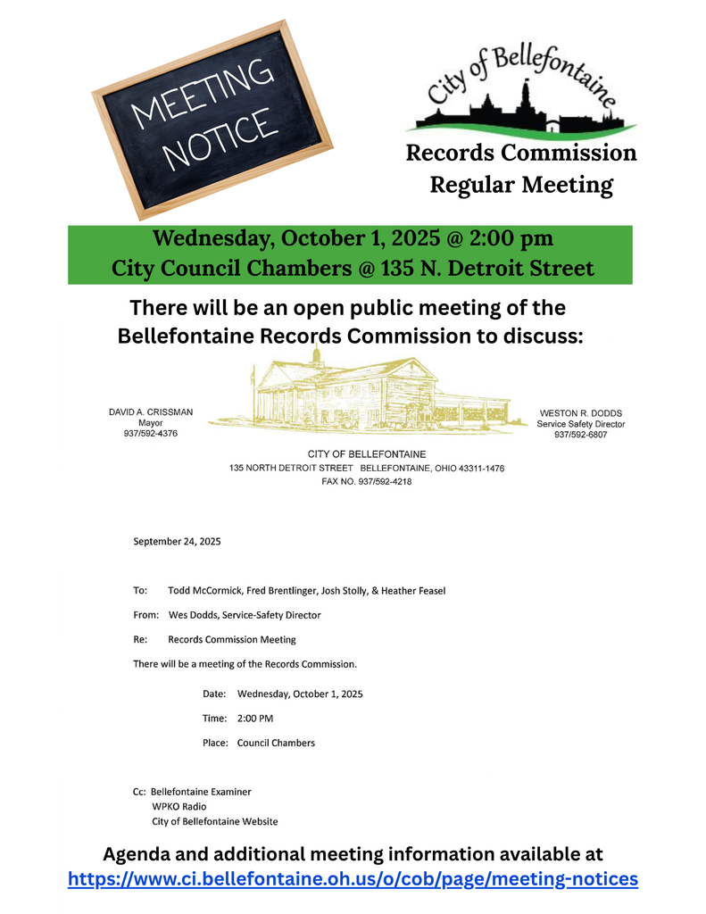 Records Commission Meeting Notice for October 1, 2025 at 2pm 