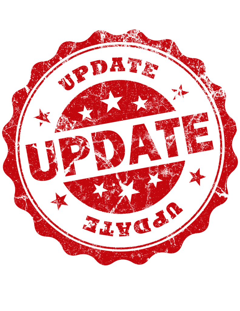 UPDATE in red posted to a white background