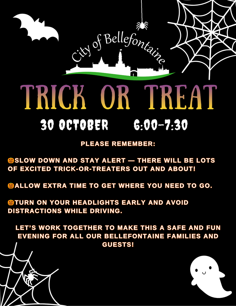 2025 Trick or Treat Safety reminder flyer. 