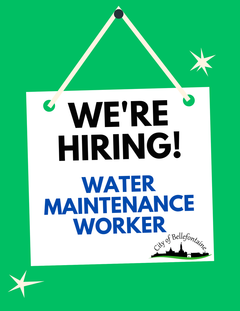We're Hiring Water Maintenance Worker sign on a green background