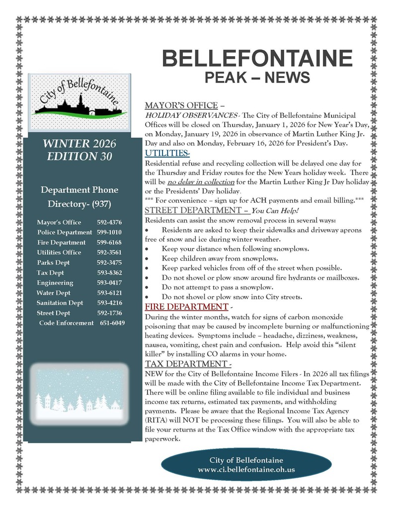 Winter Editions of the Peak News Insert