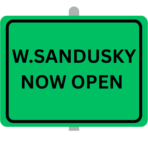 W. Sandusky now open posted to green sign 