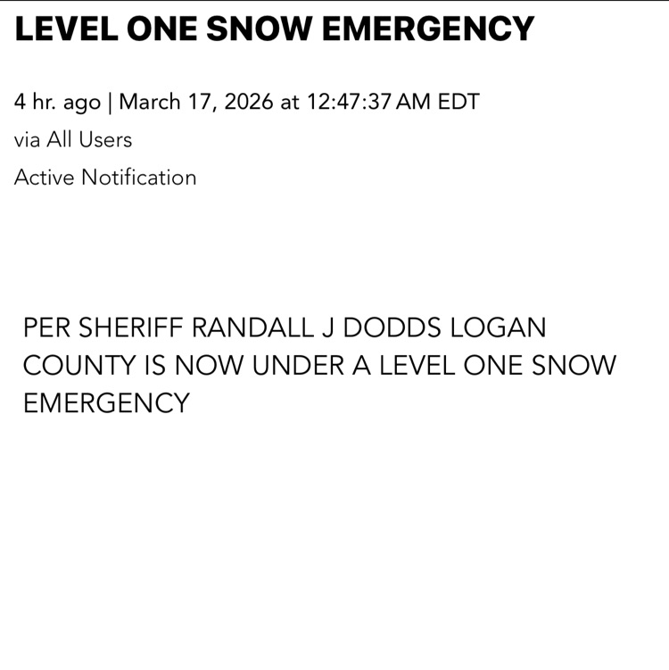 level one snow emergency alert notification 