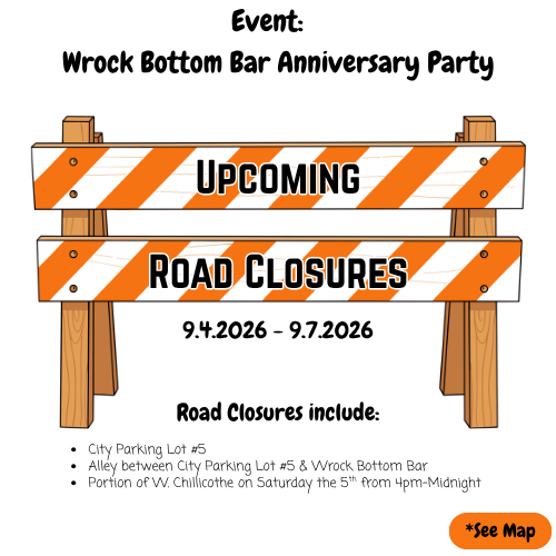Advertisement for the Wrock Bottom Bar Anniversary Party, showing road closures from September 2, 2026 to September 7, 2026.