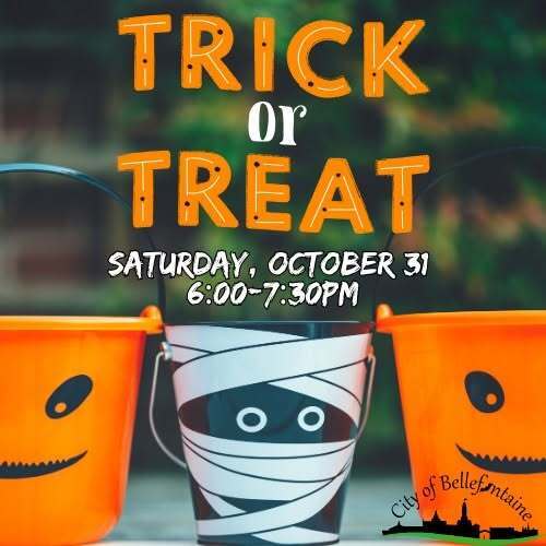 Event poster with three orange buckets, one featuring a mummy and two with pumpkin faces. Date and time are Saturday, October 31, 6:00-7:30 PM.