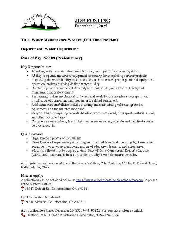 Water Maintenance Worker Job Description