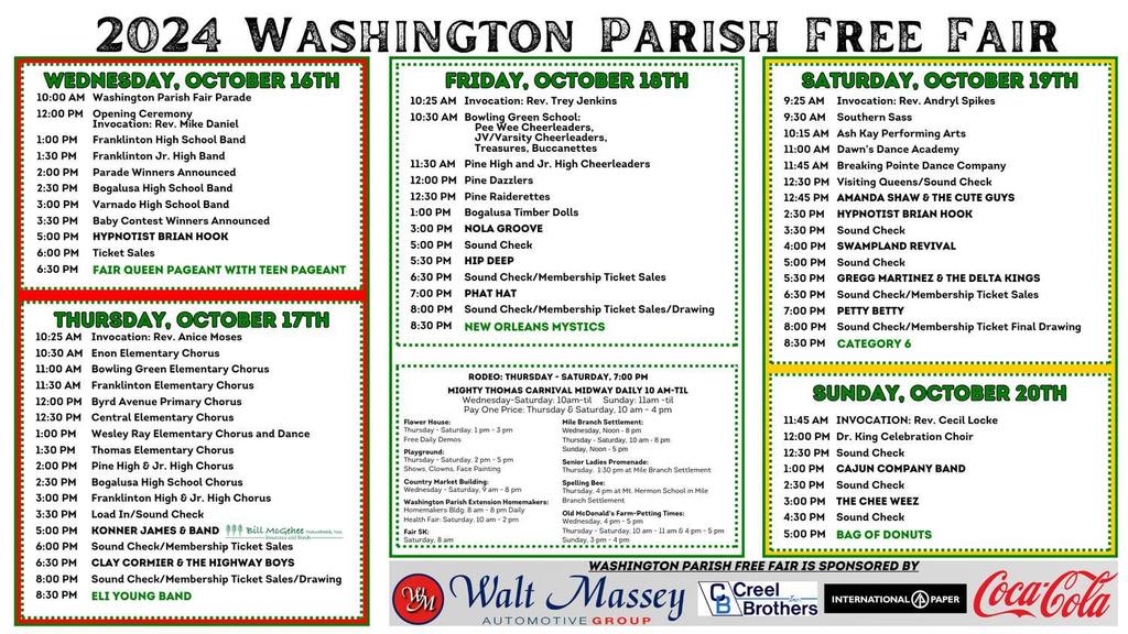 2024 WP Fair Schedule