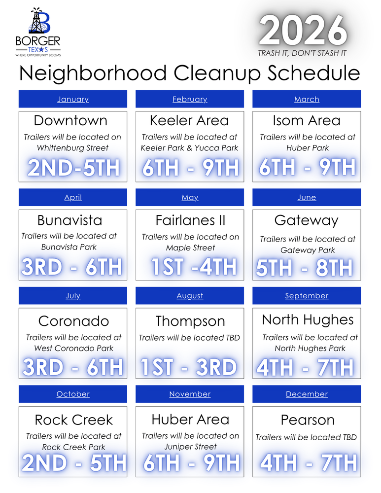 Neighborhood cleanup schedule