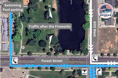 map of traffic routes from pool after fireworks