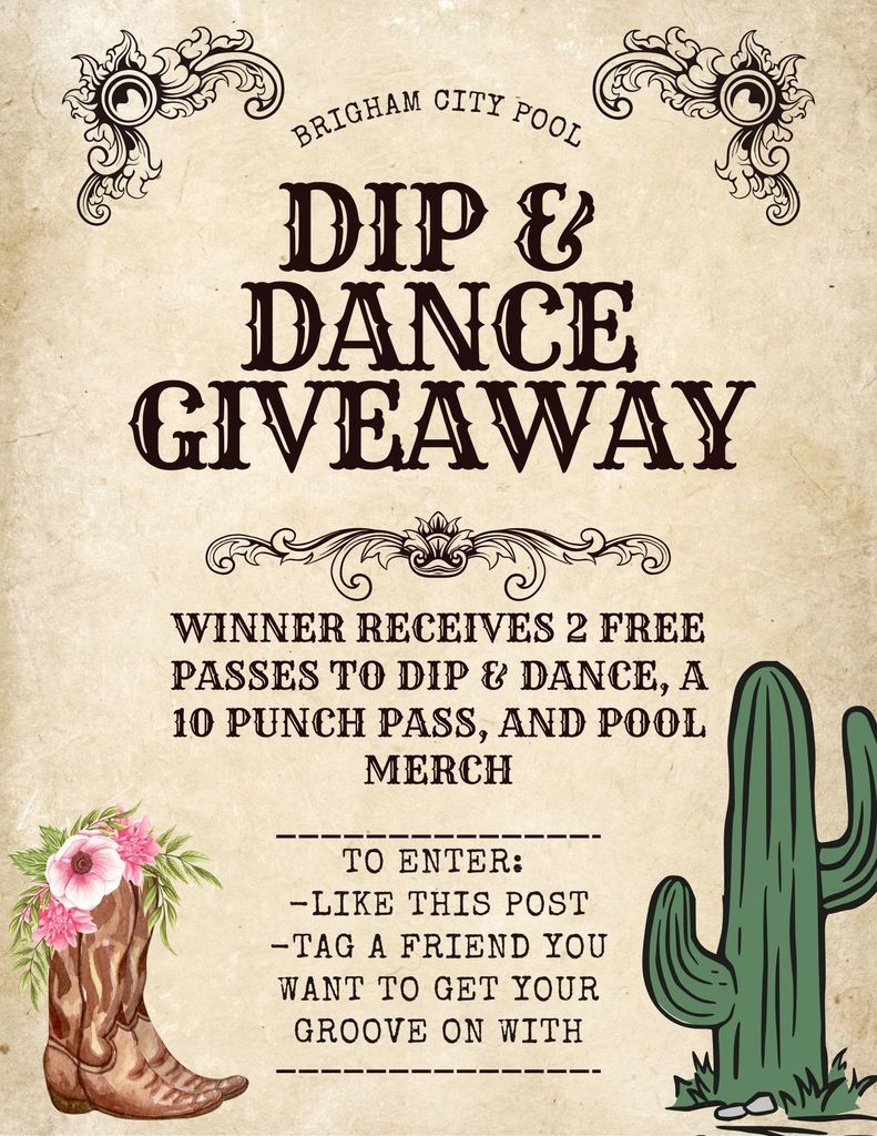 DIP & DANCE giveaway! Winner receives 2 free admissions to DIP & DANCE, a 10 punch pass good until the end of season, and pool merch. How to enter: like this post and tag a friend you want to get your groove on with