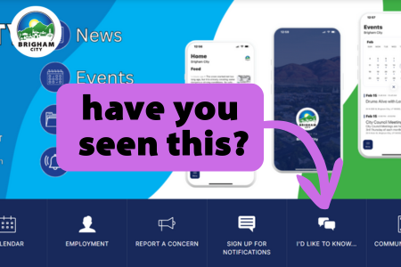 a screenshot of the city's website with an arrow pointing to the "I'd like to know" link