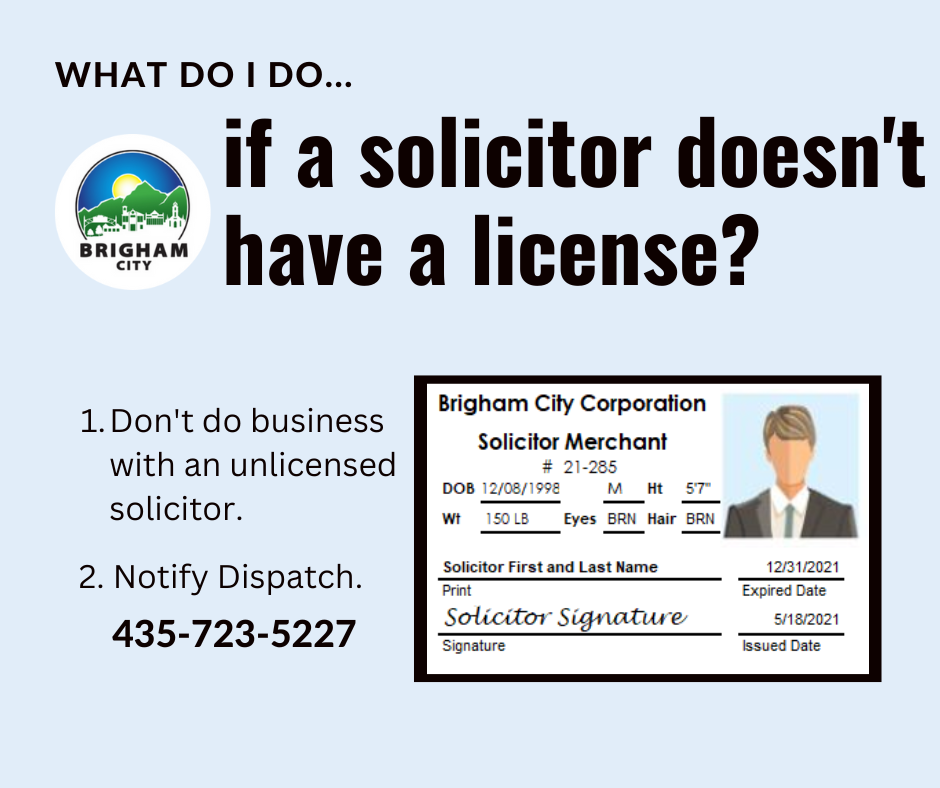 black text next to a Brigham City Solicitor Merchant badge