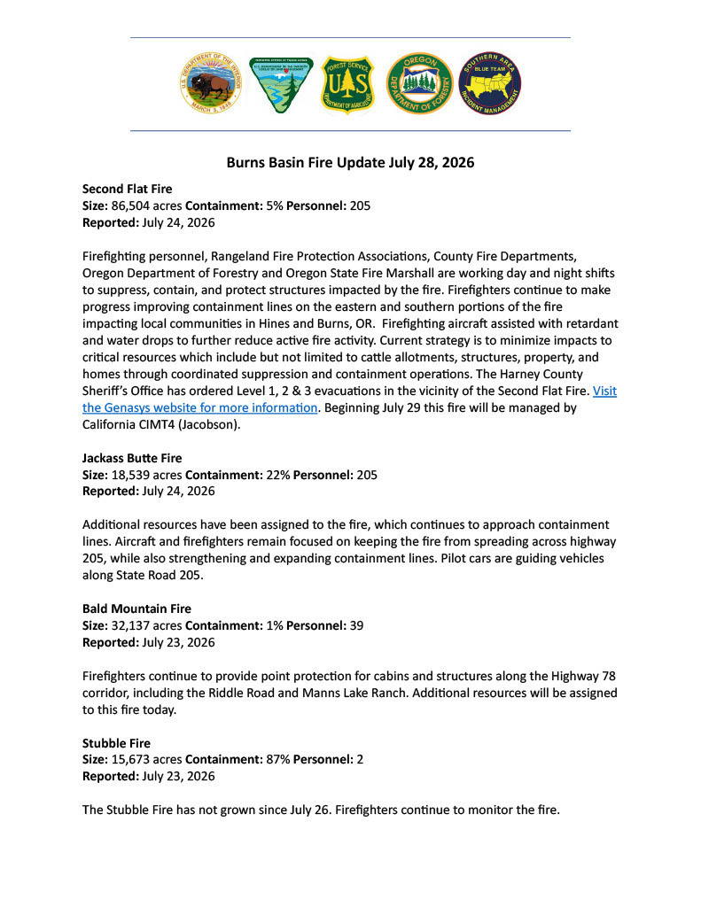 Burns Basin Fire Update